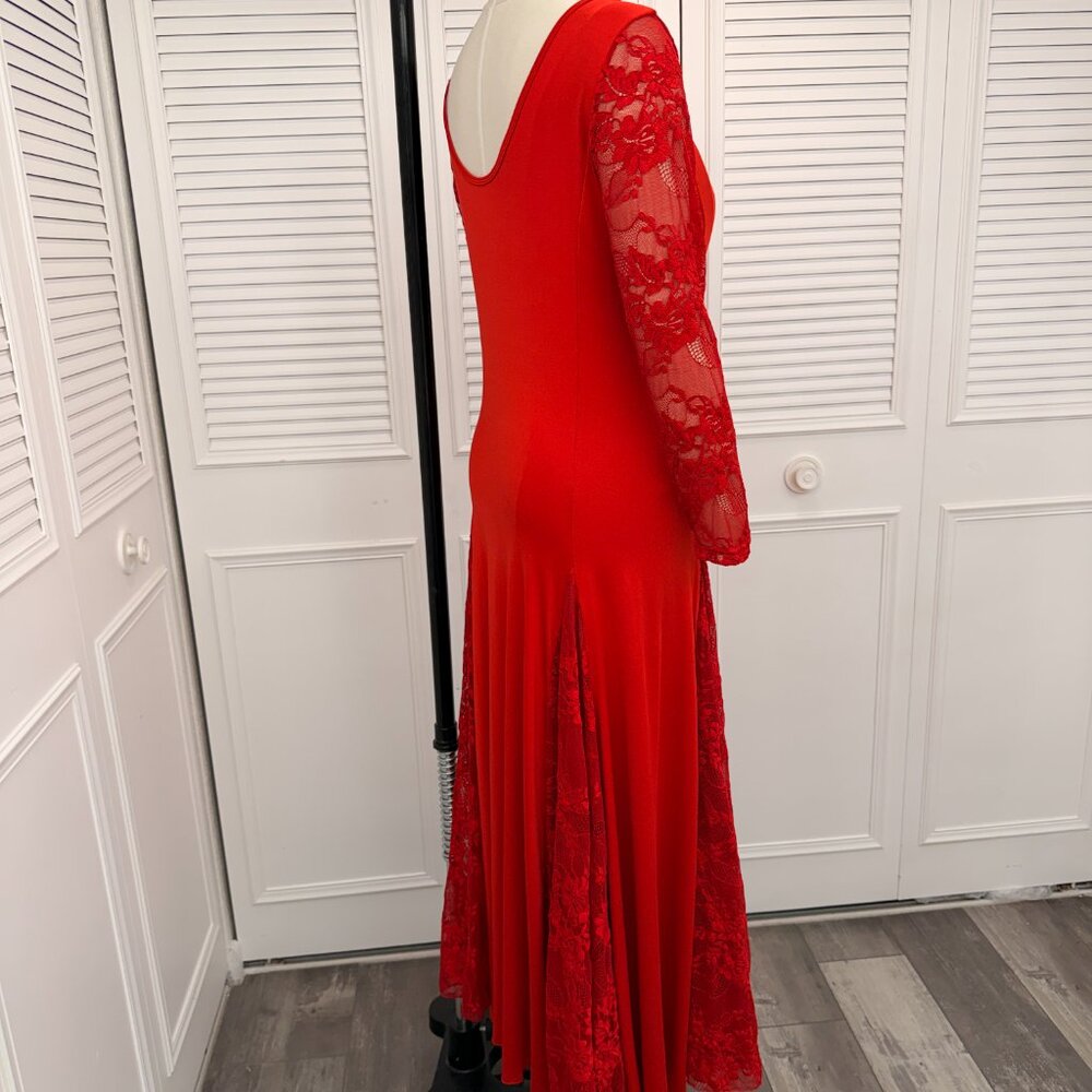 Valentine Red Dance America? (No Tags) Sz M-L Smooth Ballroom Dress - Picture 5 of 10
